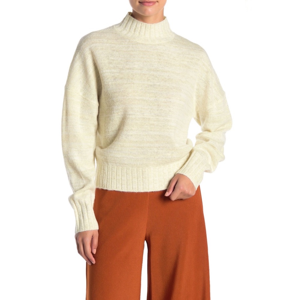 NSR Mock Neck Metallic Knit Holiday Sweater